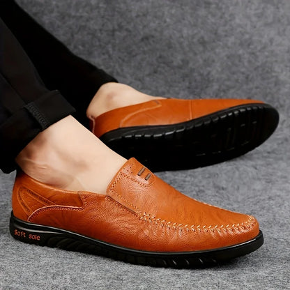 Men's Loafers Genuine Leather Flat Breathable Casual Shoes Handmade Slip on Driving Shoes Fashion Business Shoes