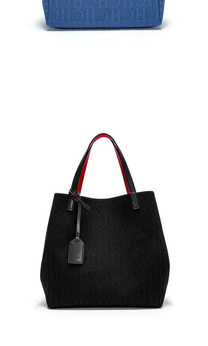 Tote Bag New Large Capacity Black Simple Knitted Shopping Bag 27*20*28cm