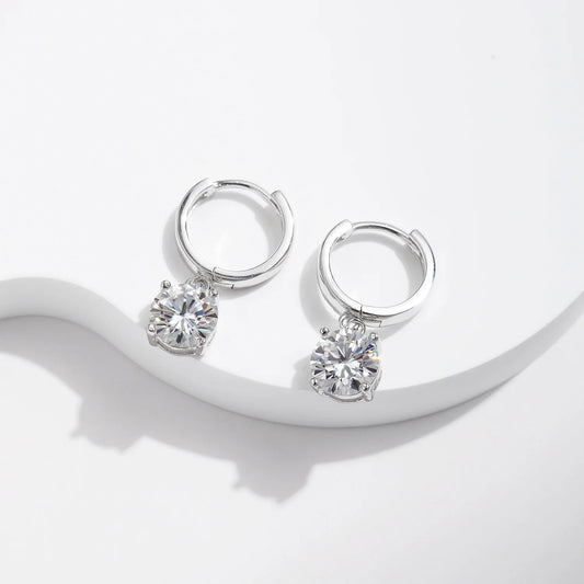 1.0CT D Color Moissanite Hoop Earrings Lab Created Diamond For Women 925 Sterling Silver Wedding Fine Jewelry Gift