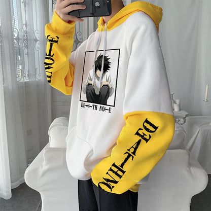 Anime Death Note L Lawliet Kawaii Cartoon Printed Hoodies Horror Manga Streetwear Long Sleeve Harajuku Men Winter Sweatshirts