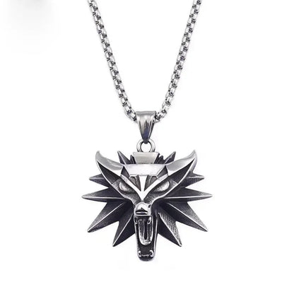 Vintage Punk Wolf Head Pendant Necklace For Men Punk Hip Hop Jewelry Geralt of Rivia Slavic Viking Necklace Dropshipping