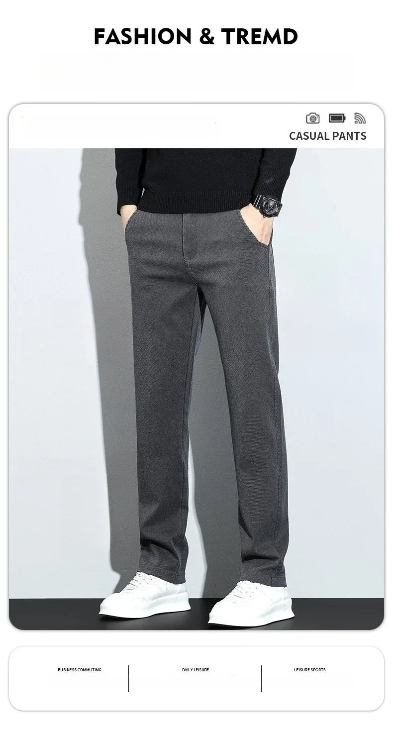 Korean Fashion Lyocell Casual Pants Men's New Spring Breathable Straight Elastic High Quality Daily Streetwear Male Trousers