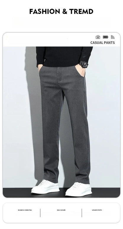 Korean Fashion Lyocell Casual Pants Men's New Spring Breathable Straight Elastic High Quality Daily Streetwear Male Trousers