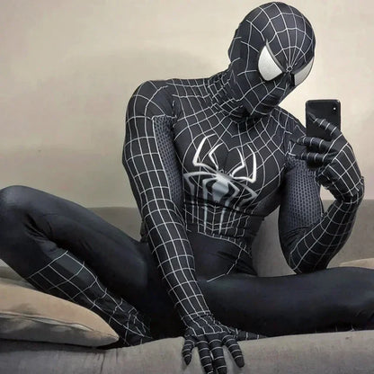 Black Spider Man Toby Costume Slim Fit Jumpsuit Cosplay Superhero Expedition Costume Superhero Zhentai Halloween Party Gifts