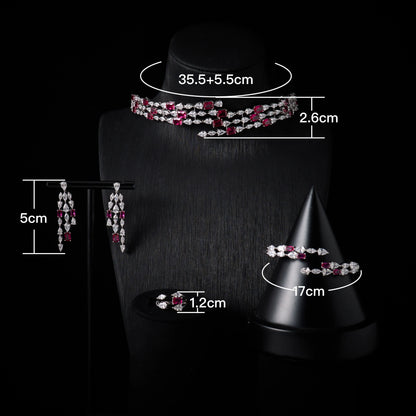Choker Necklace Sets for Women Cubic Zirconia Choker Jewellery Set Dubai Saudi Party Engagement Accessory Bridal