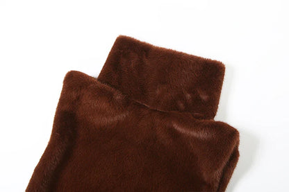 Autumn New Style Tank Tops Woman Furry Patchwork Turtleneck Daily Street Casual Simple Fashion Solid Elegant Clothing