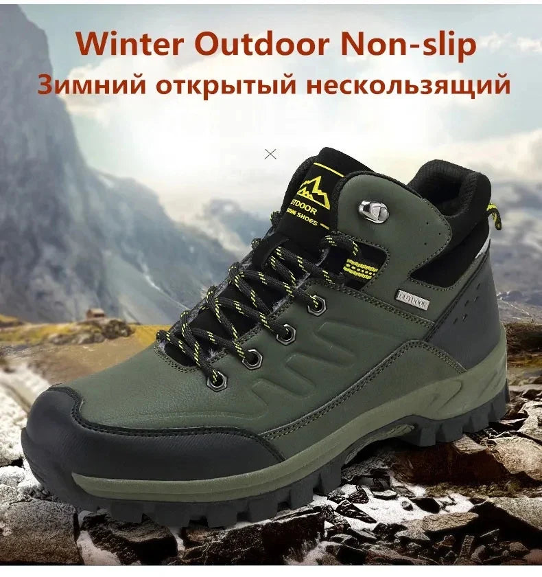 Brand Winter Men's Boots Warm Men's Snow Boots High Quality Leather Men Sneakers Outdoor Men Hiking Boots Work Shoes Size 39-46