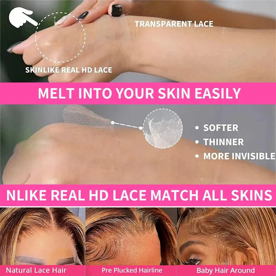 13x4 13x6 HD Highlight Lace Frontal Wigs For Women Honey Blonde Brazilian Glueless Ombre Straight Lace Front Wig Remy Human Hair