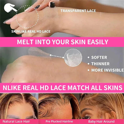13x4 13x6 HD Highlight Lace Frontal Wigs For Women Honey Blonde Brazilian Glueless Ombre Straight Lace Front Wig Remy Human Hair