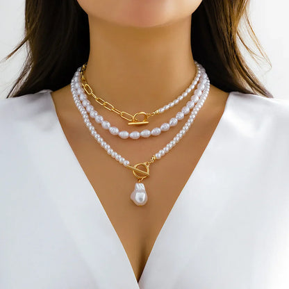 Elegant Irregular Imitation Pearl Beads Necklace for Women Vintage Party Wedding Tassels Choker Fashion Jewelry Accessories Gift