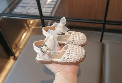 Kids Girls Shoes Children's Woven Sandals New Summer Popular Roman Shoes Children's Soft-soled Princess Shoes