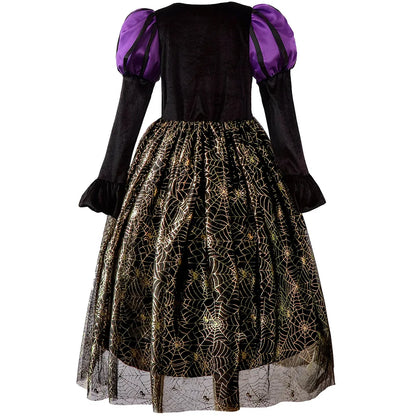 Baby Girls Halloween Witch Costume Children Cosplay Vampire Dresses Carnival Party Clothes Dress Up Clothes for Children