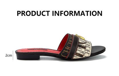 High Quality Metal Lock Monogram Print Women's Low Heeled Slippers Delicate and Versatile Women's Fashion Slippers