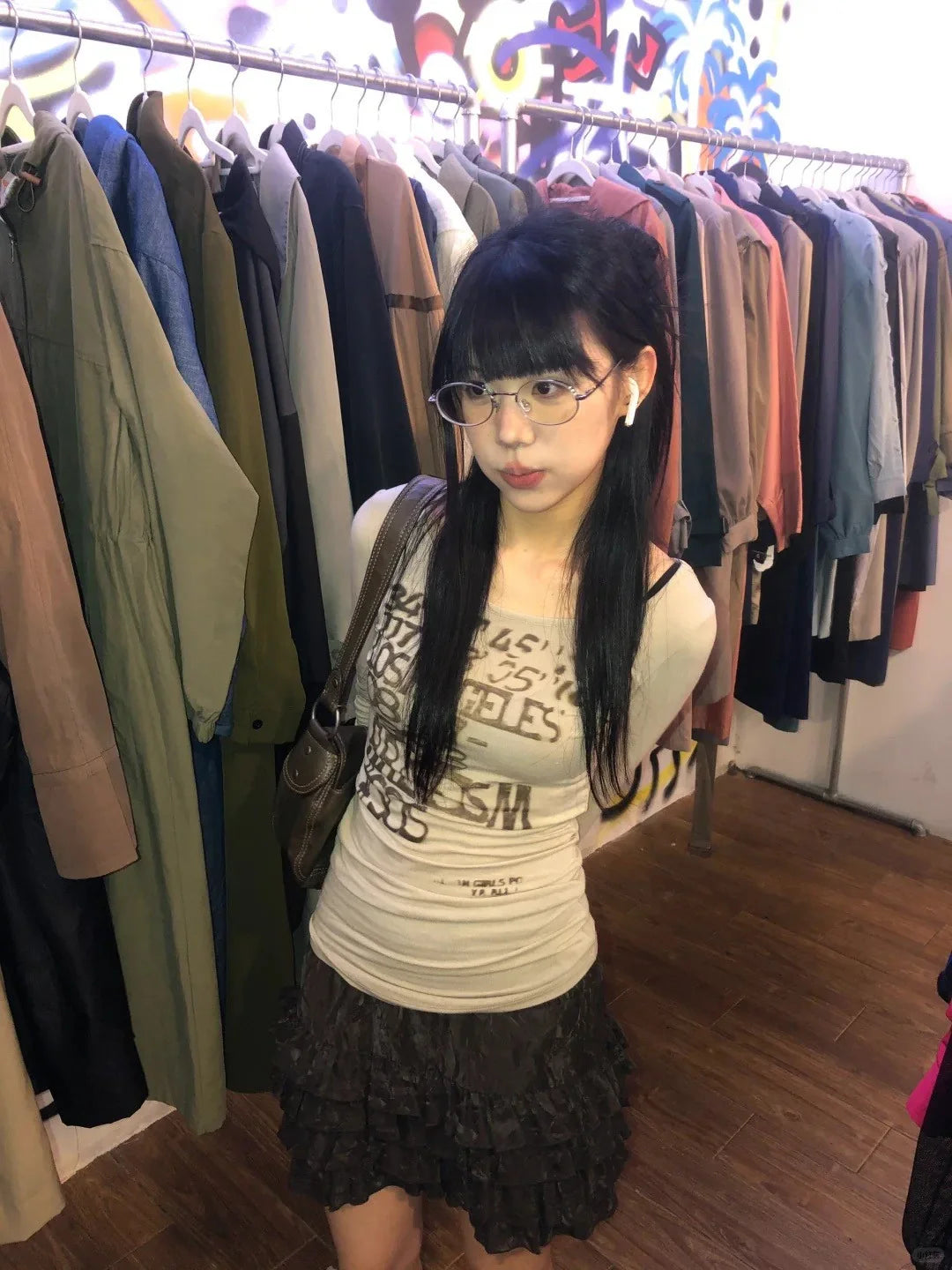 Karrram Camiseta Japonesa Y2k com Estampa de Letras Trashy Estilo Anos 2000 Blusas Caneladas de Manga Comprida Vintage Harajuku Streetwear Retrô Americano