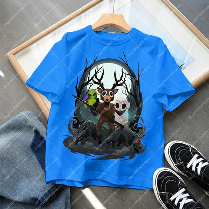 Game 99 Nights in The Forest Short Sleeve T-shirt for Boy Kids Cartoon Cotton Tops Children Anime Cute Tee Summer Clothing Gifts