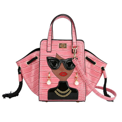 Cartoon Girl Handbag High Quality PU Leather Shoulder Bag for Women Pearl Crossbody Bag Designer Messenger Bag Female Satchel