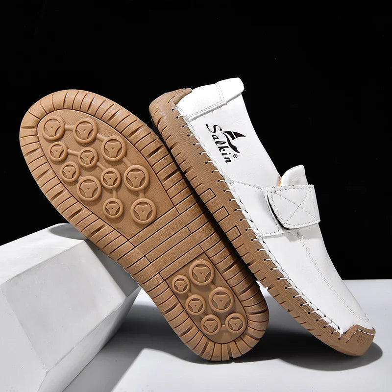 Handmade Men's Slip On Loafers Soft Leather Shoes Lightweight Breathable Driving Shoes Non Slip Daily Casual Outdoor Sneakers