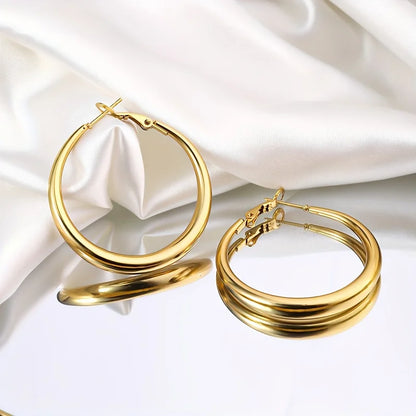 EVISPOL Elegant Golden Hoop Earrings for Women Thick Design Lightweight & Comfortable Perfect for Daily Wear or Parties Jewelry