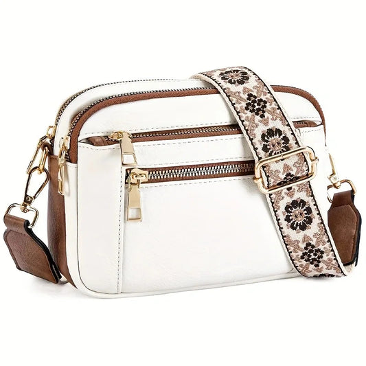 Retro fashion classic, women's multifunctional bag, zipper shoulder strap crossbody bag, small square bag, suitable for office w
