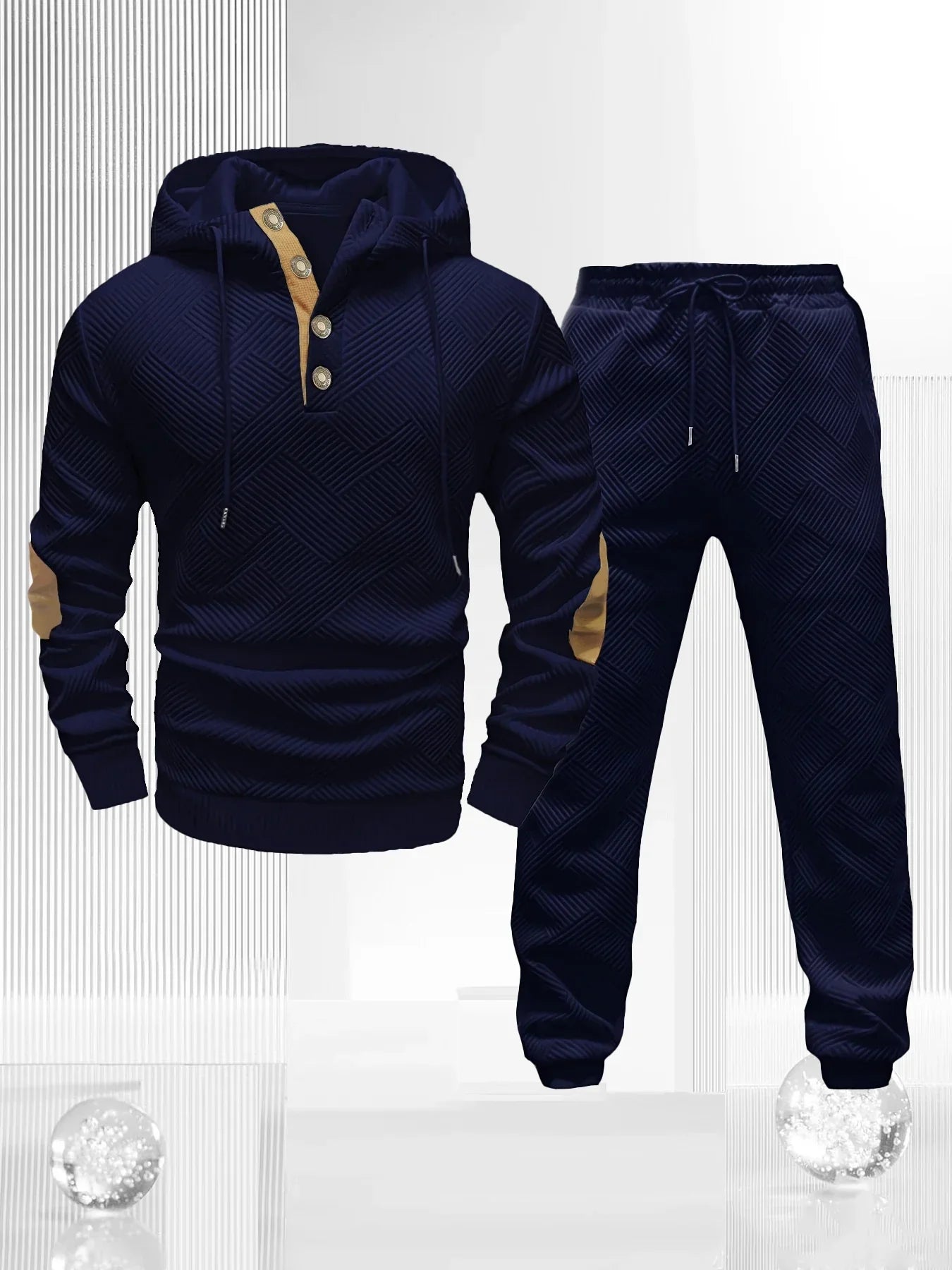 Men's Sportswear Solid Color Joggers Hoodie Sweatshirts and Long Pants 2 Piece Set Fashionable Casual Sports Set Men's Tracksuit