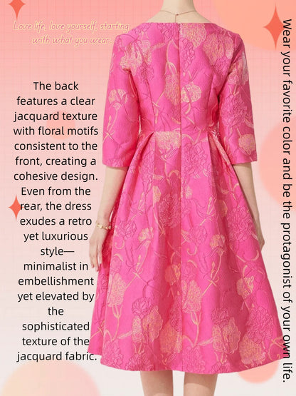 Luxury Dress Women Fashion Elegant Jacquard Dress Party Floral Women Clothing Evening Vintage Dress Formal Vestidos