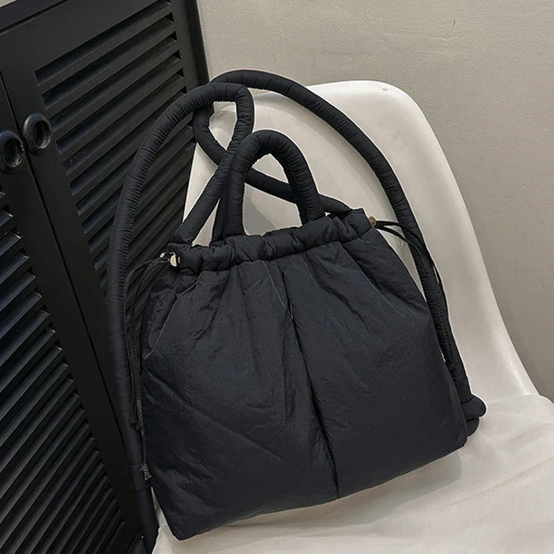 Fashion Casual Large Capacity Puffer Tote Bag Designer Padded Nylon Women Shoulder Bags Handbags Knotted Strap Crossbody Bags