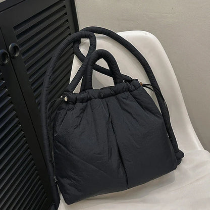 Fashion Casual Large Capacity Puffer Tote Bag Designer Padded Nylon Women Shoulder Bags Handbags Knotted Strap Crossbody Bags