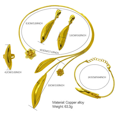 Elegant Dubai 24K Gold Plated Necklace Earrings Fashion New Design Trendy Jewelry Sets for Women Party Gift Wedding Accessories