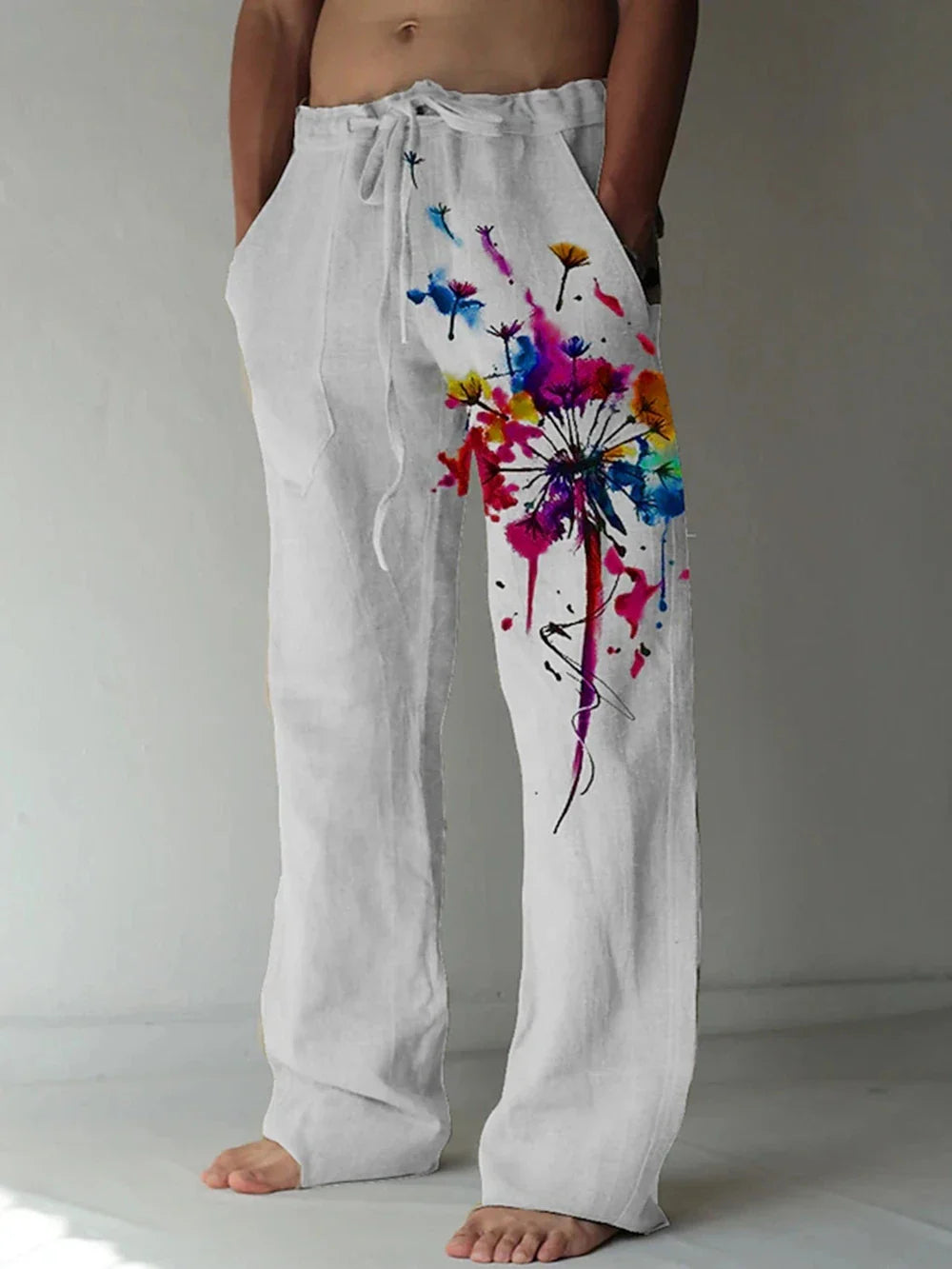 Men's Trousers Summer Pants Beach Pants Drawstring Elastic Waist flame 3D Print Graffiti Comfort Casual Daily Holiday Streetwear