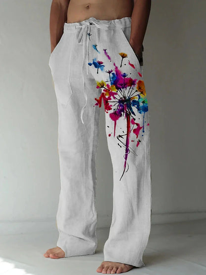 Men's Trousers Summer Pants Beach Pants Drawstring Elastic Waist flame 3D Print Graffiti Comfort Casual Daily Holiday Streetwear