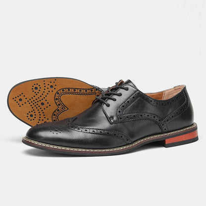 Men's Classic Brogue Dress Shoes – Oxford Wingtip Leather Formal Footwear