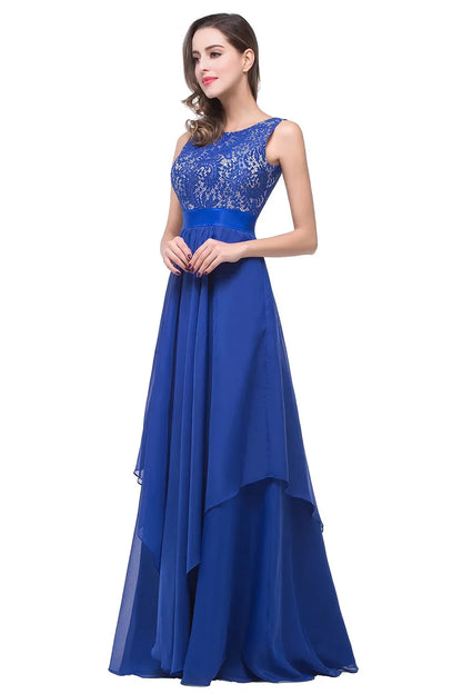 Chiffon Lace Long Prom Dresses Female Black Evening Party Gowns With Sashes Burgundy Vestido de Festa Longo Sleeveless Layers