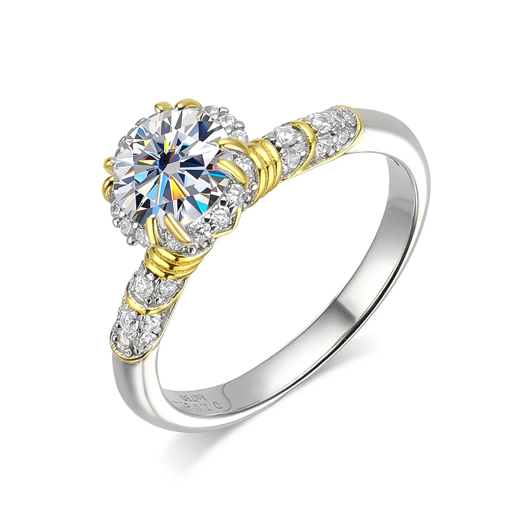 1ct D VVS1 Moissanite Rings for Woman Engagement Wedding Jewely with GRA 925 Sterling Sliver Plated 18k Diamond Ring
