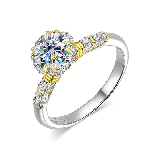 1ct D VVS1 Moissanite Rings for Woman Engagement Wedding Jewely with GRA 925 Sterling Sliver Plated 18k Diamond Ring