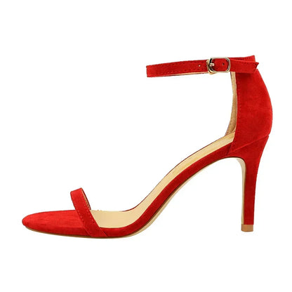 Women Gladiator Stiletto Classic Ankle Strap Holiday Beach Sandals Lady Fashion Suede 8cm 11cm High Heels Sexy Red Brown Sandles