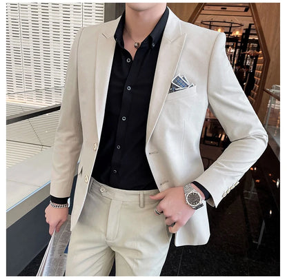 2025 Men's Business Suit Slim-fit Wedding Dress Two-piece Set M-4XL Stylish Handsome All-in-one Banquet Trousers