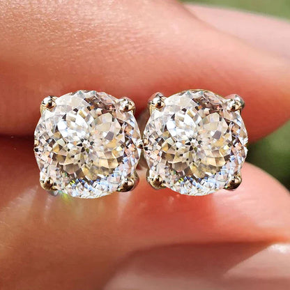 100% S925 silvery Portuguese cut D moissanite screw back 4 prong stud earring for women golden plated yellow golden plated  GRA