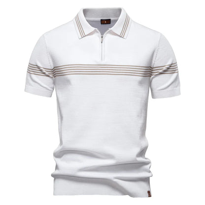 ‌2025 Men's Slim Fit Solid & Striped Business Casual Polo Shirts Breathable Short Sleeve Comfort Top for Office Social Summer