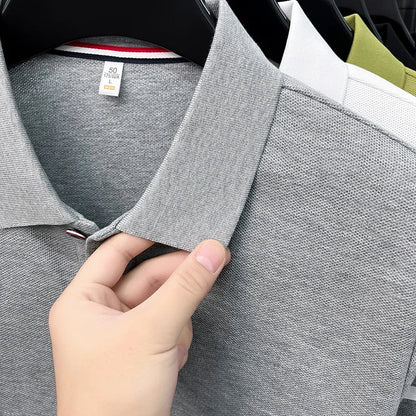100% pure cotton short sleeve high-end brand cartoon dog embossed men's T-shirt summer new Korean casual breathable polo shirt