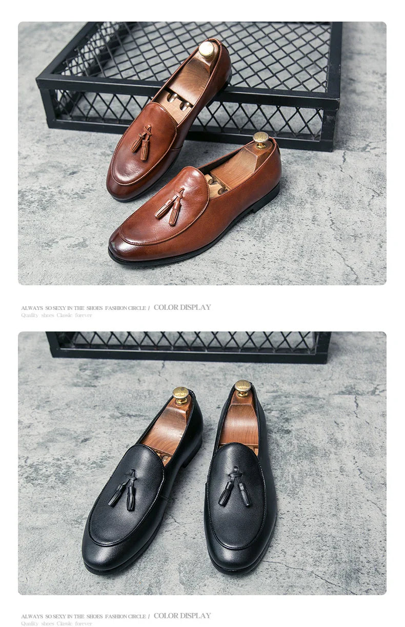 Fashion Tassel Formal Shoes 2025 New Classic Men Business Shoes Italy Luxury Moccasins Prom Men Casual Loafers Party Flats