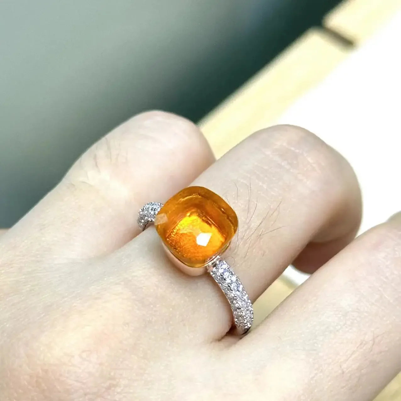 10.6mm S925 Ring Silver Rose Gold Metal 32 Colors Candy Style Zircon Crystal Ring for Women Fine Jewelry Party Gift Trendy Ring