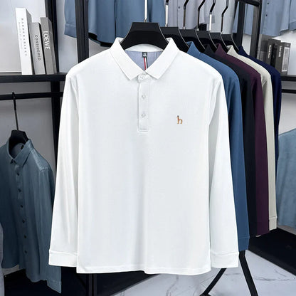 Premium Brand Quality Men's Polo Shirt Autumn Fashion Cartoon Embroid Long Sleeve Exquisite Lapel T-Shirt Business Menswear Top