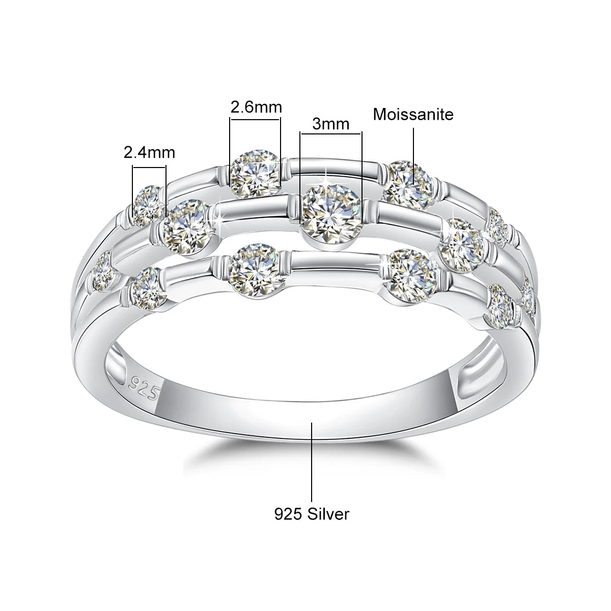 Trending Wedding Band Moissanite Ring With Certificate Genuine Silver 925 Enagement Jewel Gift For Women Positive Stones