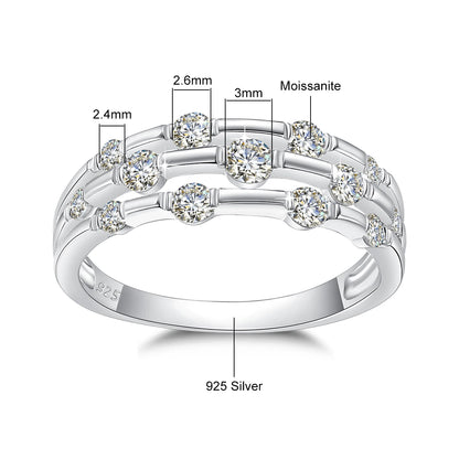 Trending Wedding Band Moissanite Ring With Certificate Genuine Silver 925 Enagement Jewel Gift For Women Positive Stones