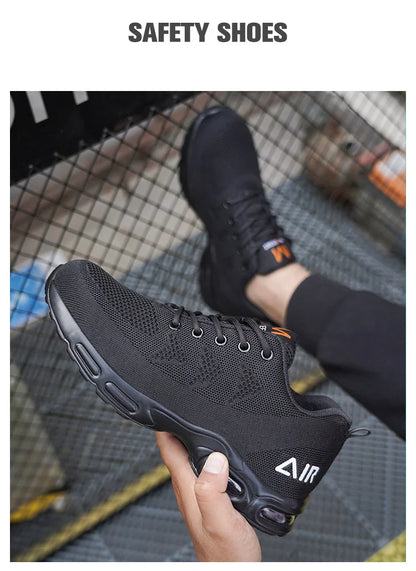 Safety Footwear Men Work Boots Lightweight Air Cushion Sneakers Puncture-Proof Work Shoes Indestructible Male Steel Toe Shoes