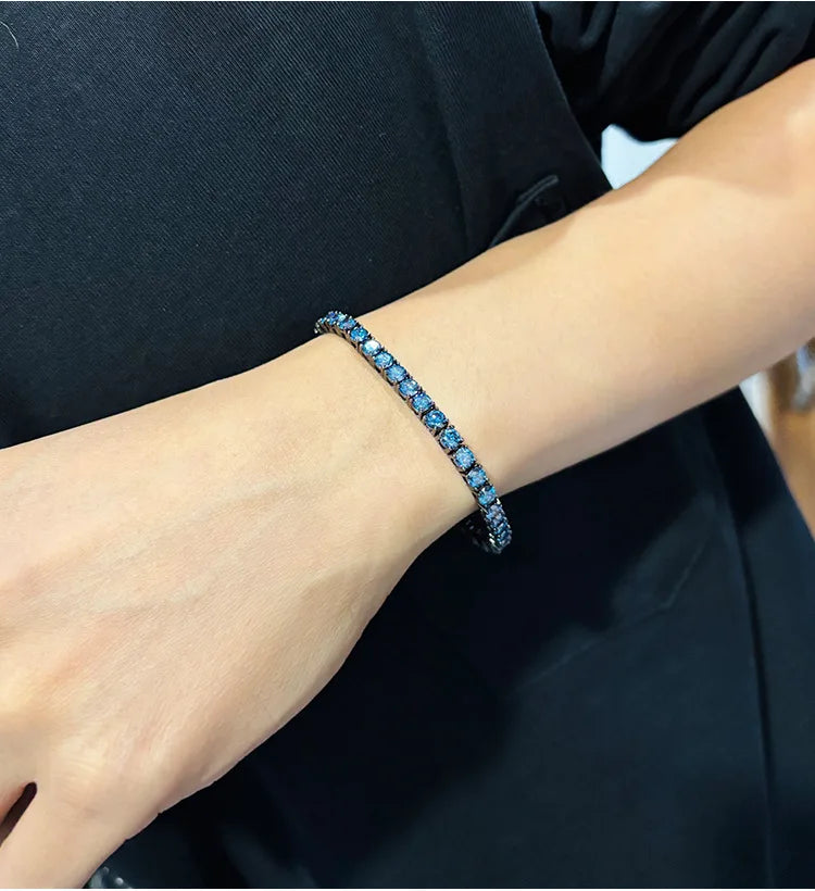 TY 3-5MM Moissanite Bracelet For Women Men 925 Sterling Silver Chain Bracelet D VVS1 Fine Luxury Jewelry Lab Gemstone
