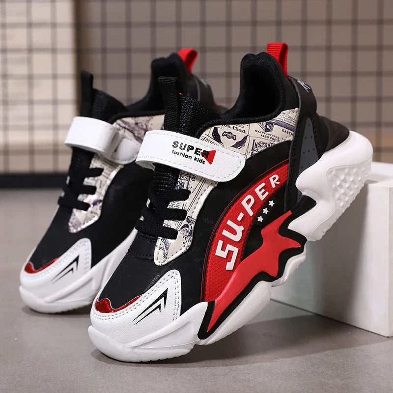 Sport Kids Sneakers Boys Casual Shoes For 5-16Years Old Children Tennis Leather Non Slip Fashion Running Shoes