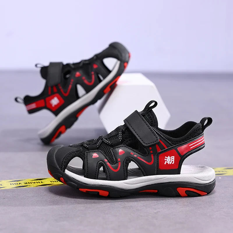 2026 New Summer Kids Beach Sandals Closed Toe Anti Bump Children's Walking Flat Shoe Outdoor Breathable Boy's Soft Sole Sandals