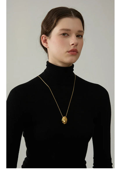 Yhpup 70cm Minimalist Long Unisex Sweater Chain Jewelry 316l Stainless Steel Oval Pendant Necklace for Men Women Waterproof
