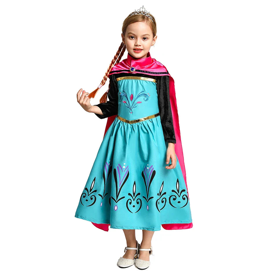 Girls Elsa Anna Dress Children Princess Carnival Dress Kids Jasmine Rapunzel Pageant Flower Disguise Cosplay Christmas Costume